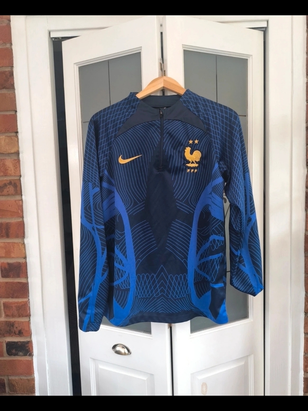 Nike Men's France Training Top - Navy & Royal Blue with Gold Crest